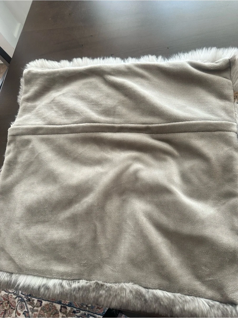 UnHide Squish Faux Fur Pillow Cover 20x20 Greige/Taupe – No Insert